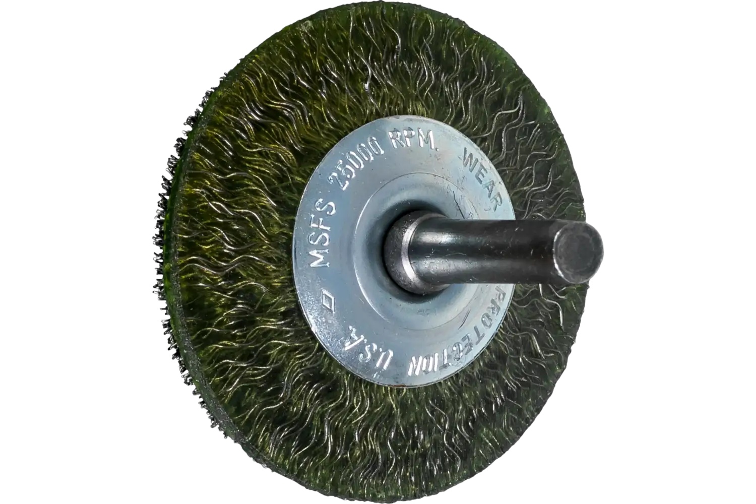 Picture of Pferd Encapsulated Crimped Wire Wheel Brush 2" Dia. .020 Carbon Steel 1/4" Shank